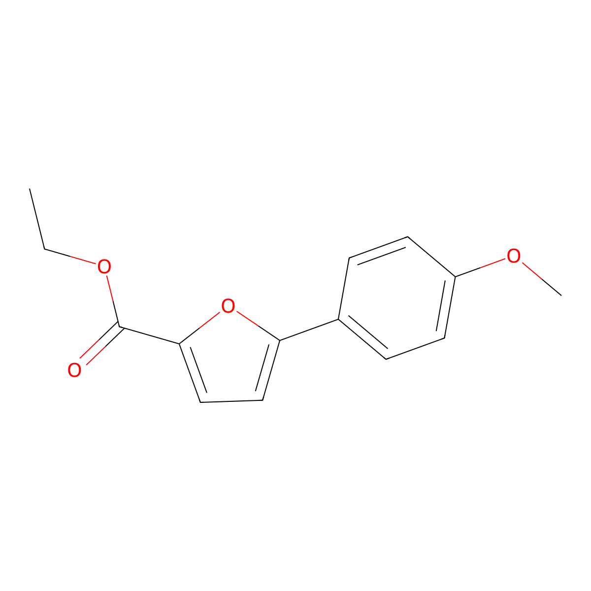2-Furancarboxylic acid, 5-(4-methoxyphenyl)-, ethyl ester molecular structure, CAS 60336-07-4