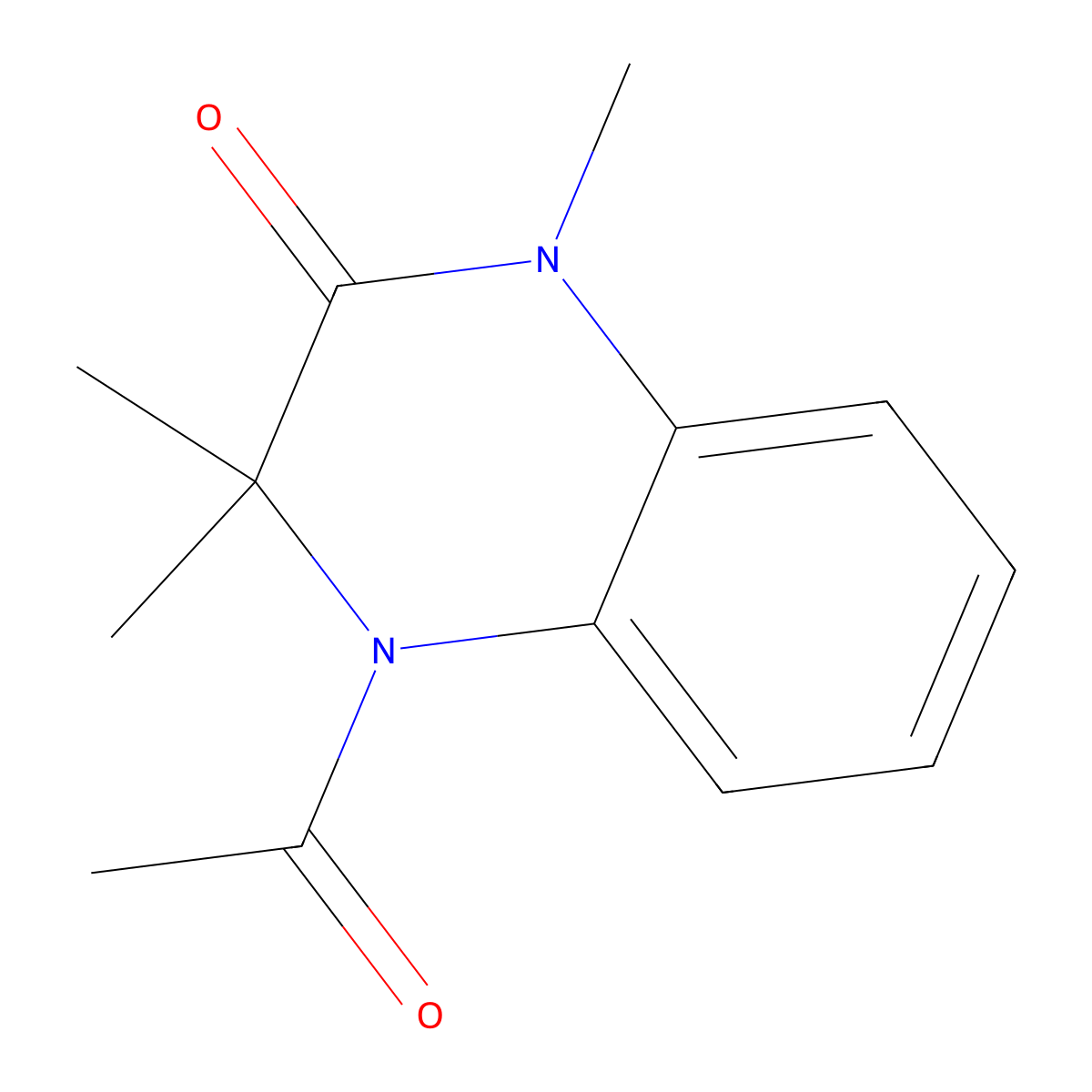 4-acetyl-1,3,3-trimethyl-3,4-dihydroquinoxalin-2(1H)-one molecular structure, CAS 6034-44-2