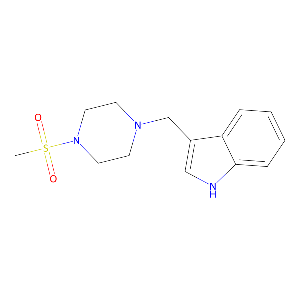3-{[4-(methylsulfonyl)piperazin-1-yl]methyl}-1H-indole molecular structure, CAS 6034-47-5