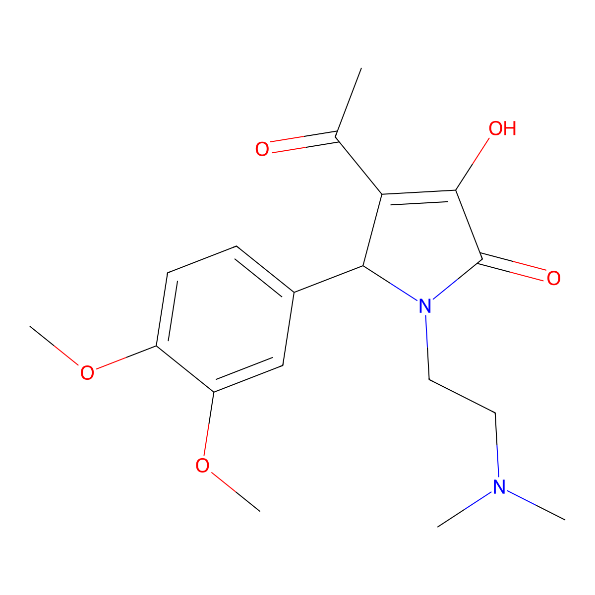 4-acetyl-5-(3,4-dimethoxyphenyl)-1-[2-(dimethylamino)ethyl]-3-hydroxy-1,5-dihydro-2H-pyrrol-2-one molecular structure, CAS 6034-62-4