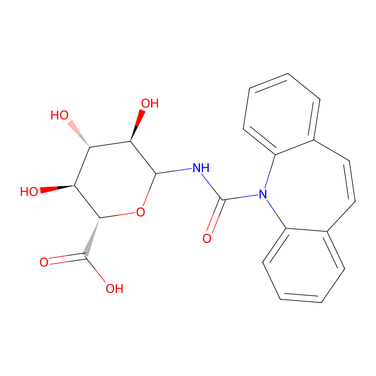 Carbamazepine glucuronide molecular structure, CAS 60342-79-2