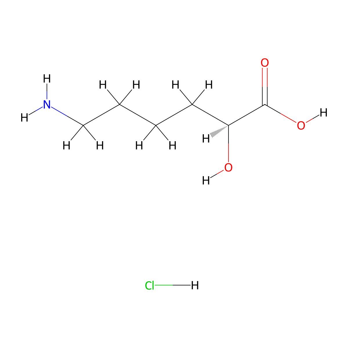 (2S)-6-Amino-2-hydroxyhexanoic acid;hydrochloride molecular structure, CAS 60343-72-8