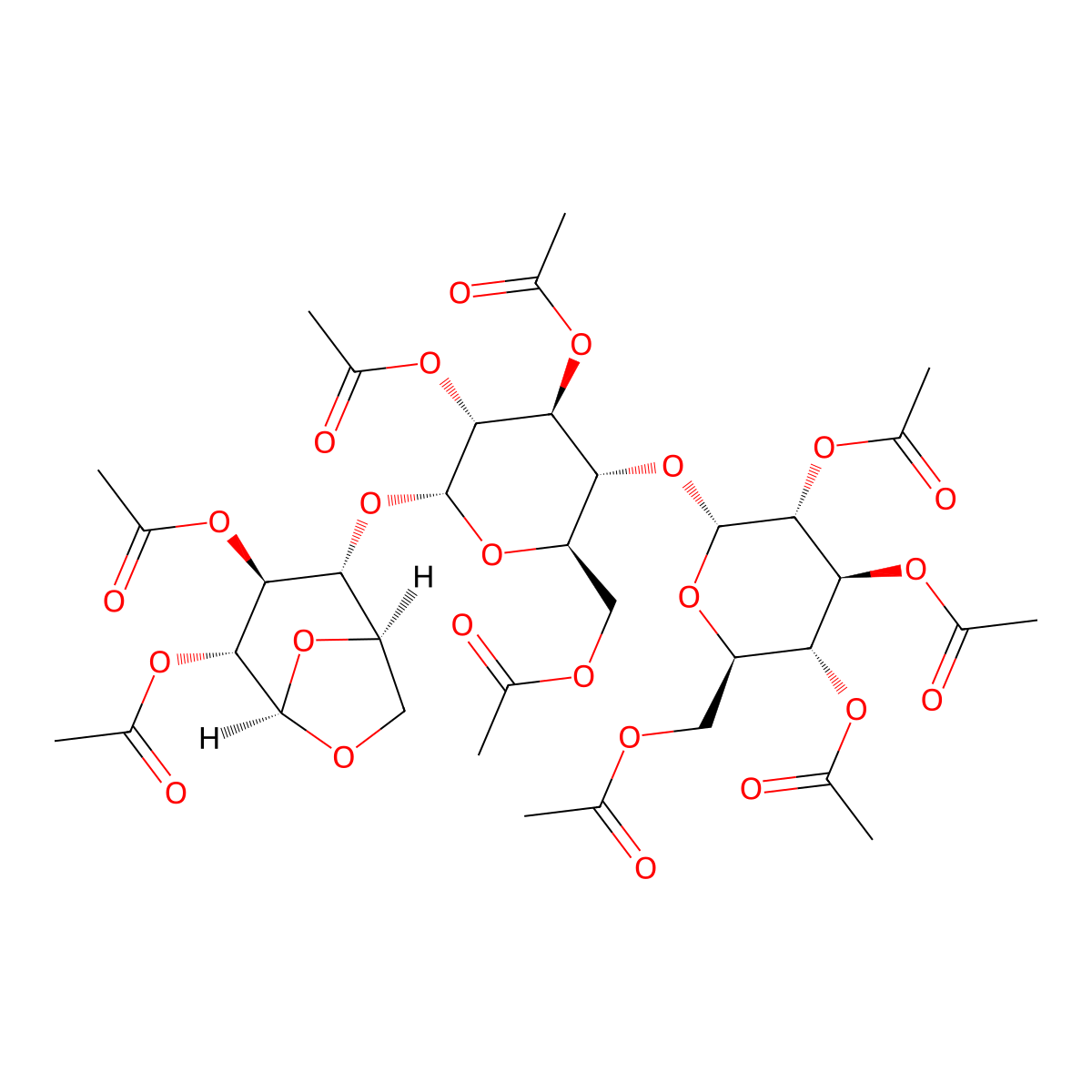 1,6-Anhydro-beta-D-maltotriose nonaacetate molecular structure, CAS 60347-81-1
