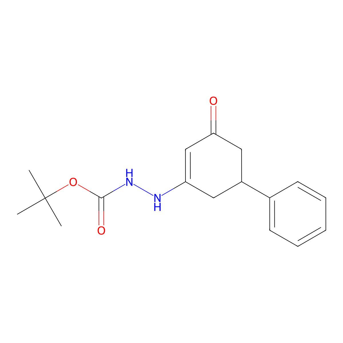 tert-butyl N-[(3-oxo-5-phenylcyclohexen-1-yl)amino]carbamate molecular structure, CAS 6035-58-1