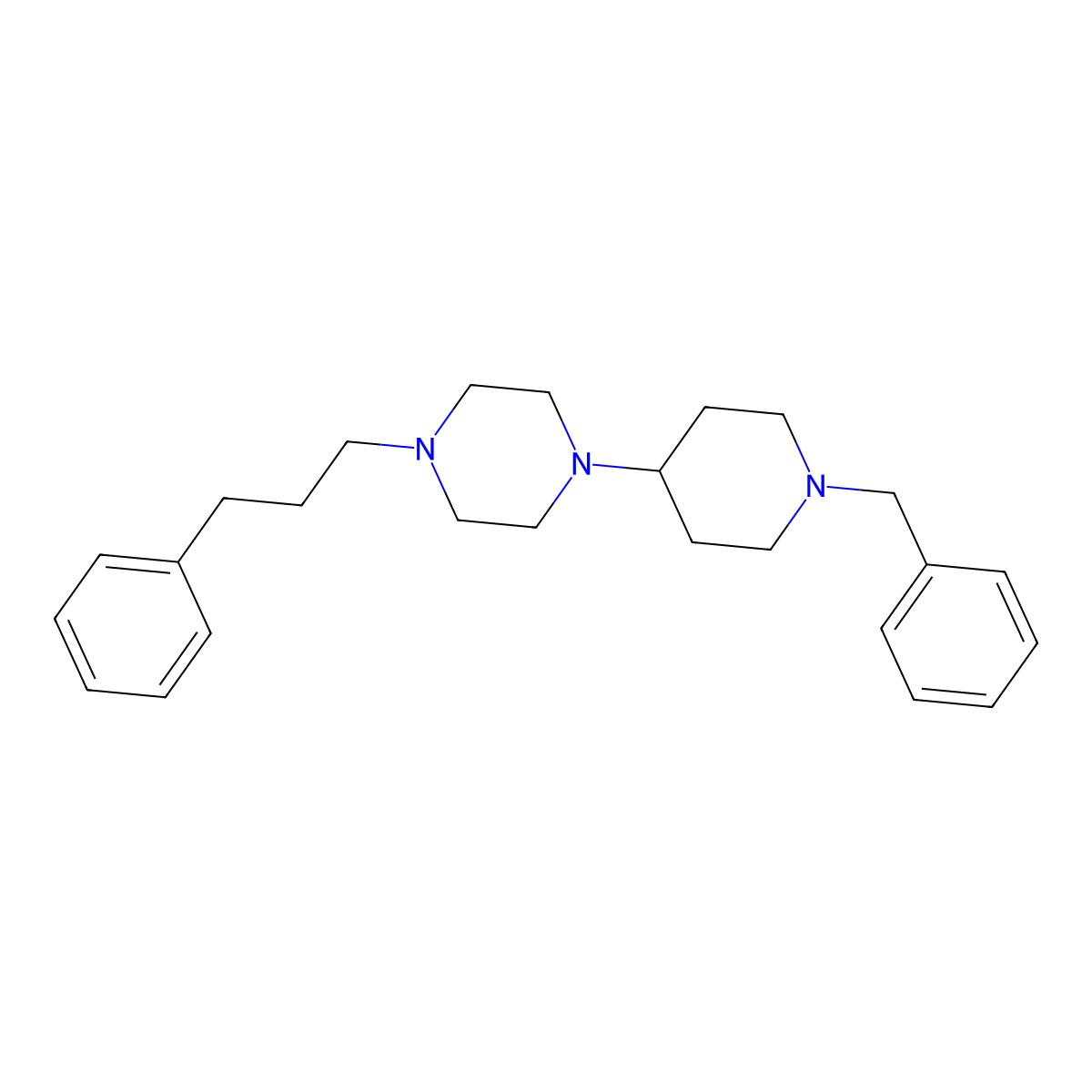 1-(1-Benzylpiperidin-4-yl)-4-(3-phenylpropyl)piperazine molecular structure, CAS 6035-77-4