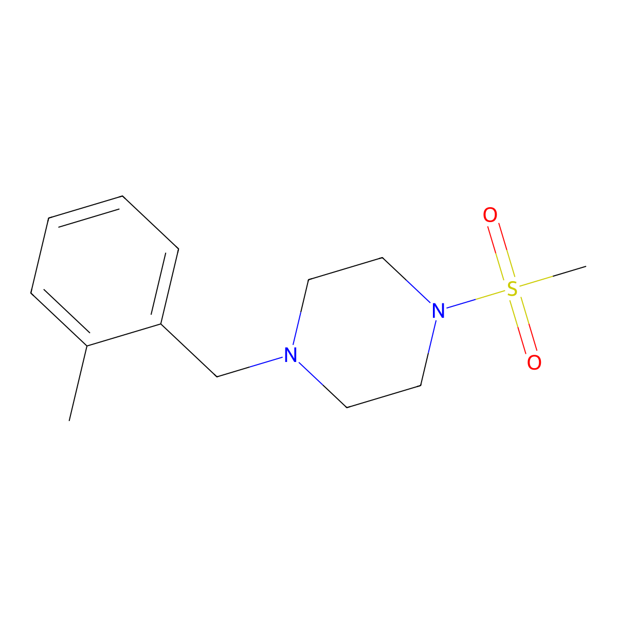 1-Methanesulfonyl-4-(2-methyl-benzyl)-piperazine molecular structure, CAS 6035-81-0