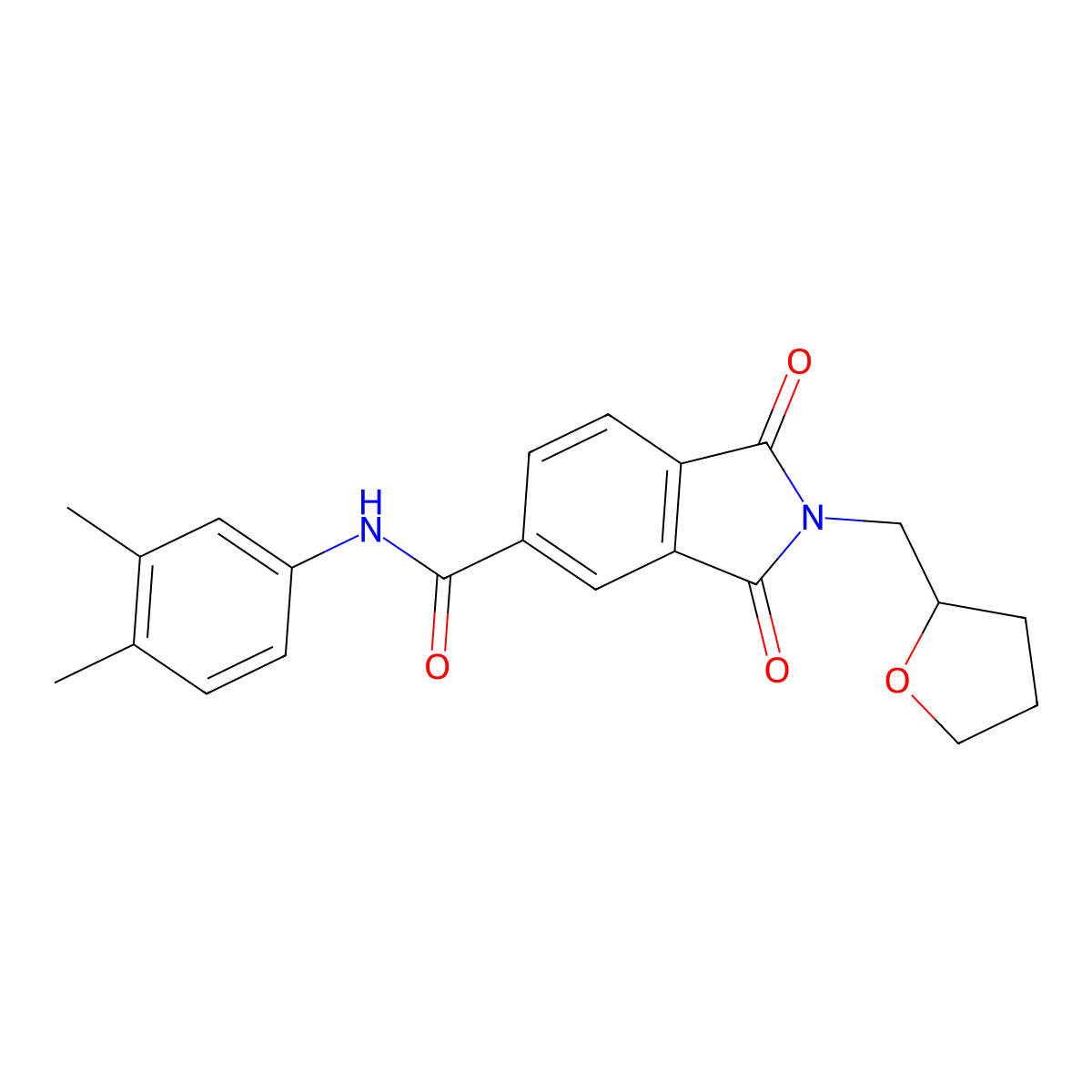 N-(3,4-dimethylphenyl)-1,3-dioxo-2-(oxolan-2-ylmethyl)isoindole-5-carboxamide molecular structure, CAS 6035-87-6