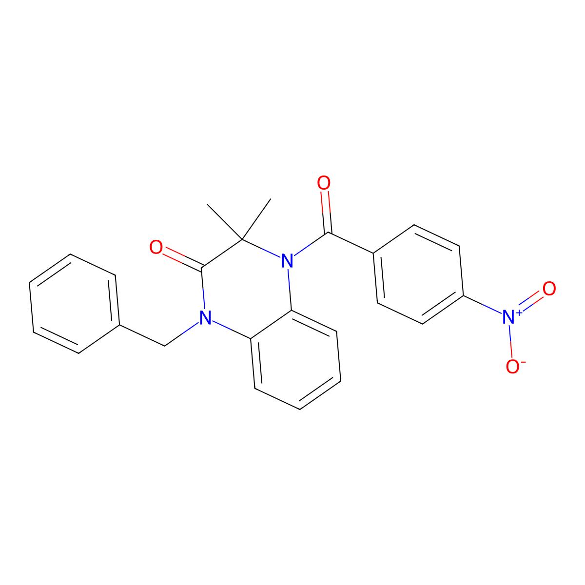 1-Benzyl-3,3-dimethyl-4-(4-nitrobenzoyl)quinoxalin-2-one molecular structure, CAS 6036-43-7
