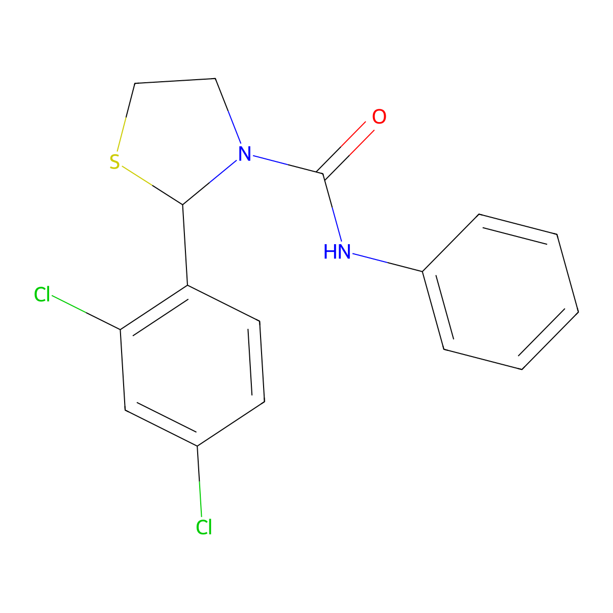 2-(2,4-dichlorophenyl)-N-phenyl-1,3-thiazolidine-3-carboxamide molecular structure, CAS 6036-47-1