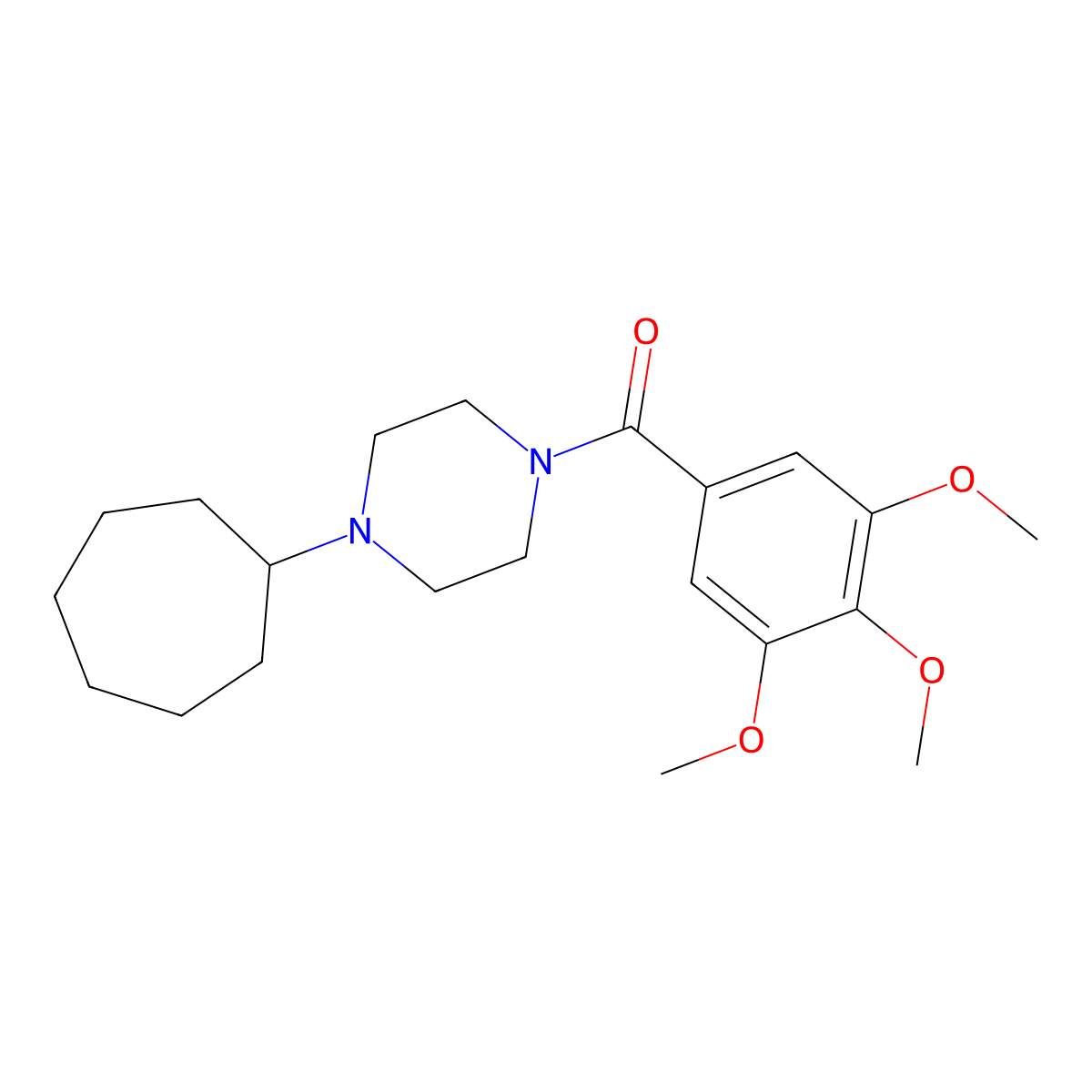 1-Cycloheptyl-4-(3,4,5-trimethoxybenzoyl)piperazine molecular structure, CAS 6036-69-7