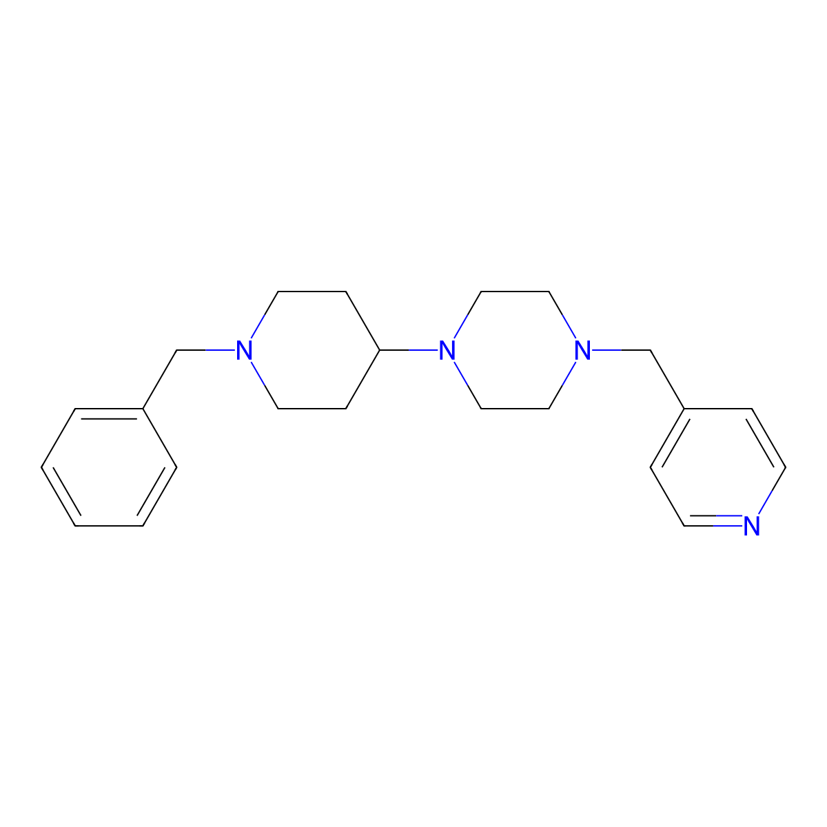 1-(1-Benzylpiperidin-4-yl)-4-(pyridin-4-ylmethyl)piperazine molecular structure, CAS 6037-18-9