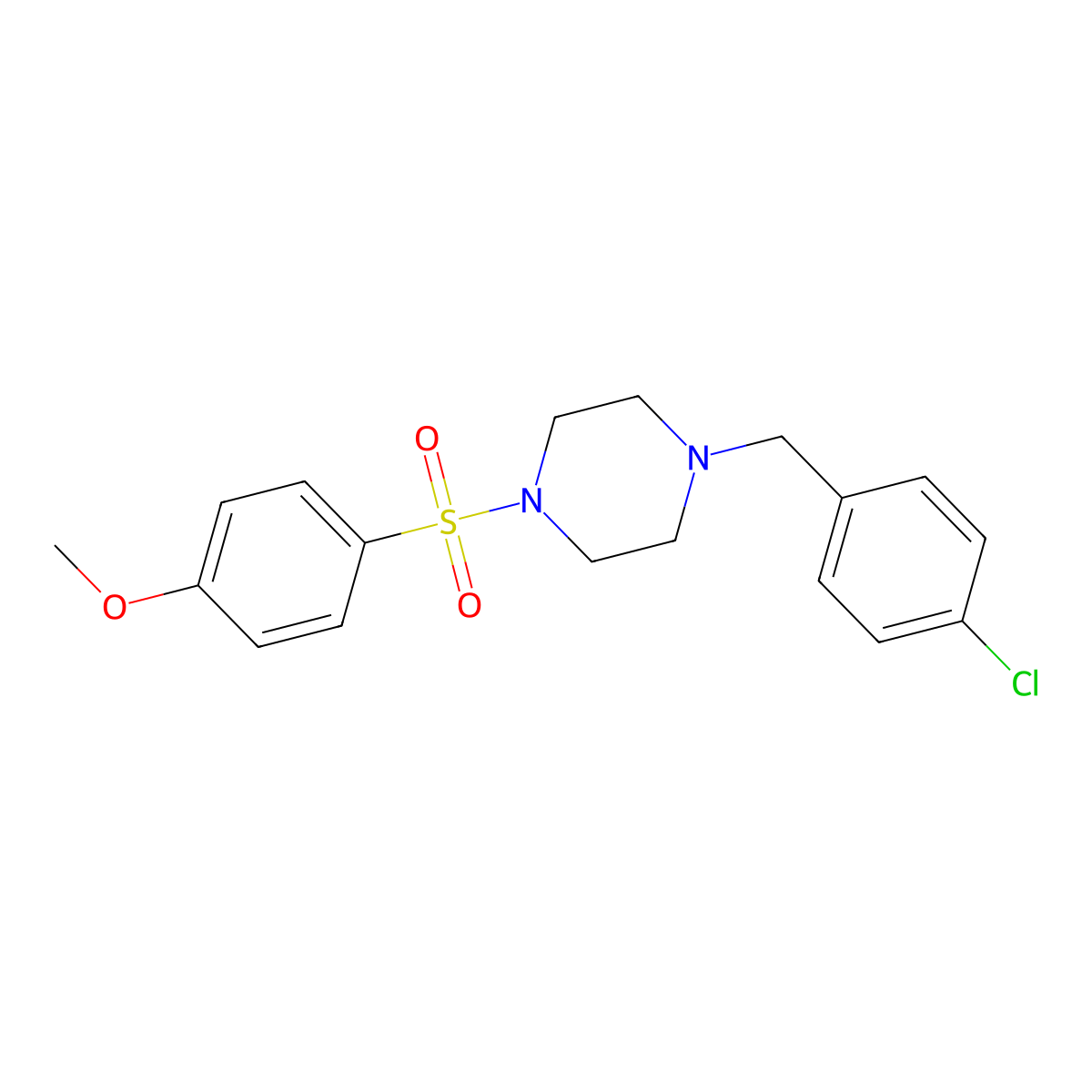 1-(4-Chloro-benzyl)-4-(4-methoxy-benzenesulfonyl)-piperazine molecular structure, CAS 6037-22-5