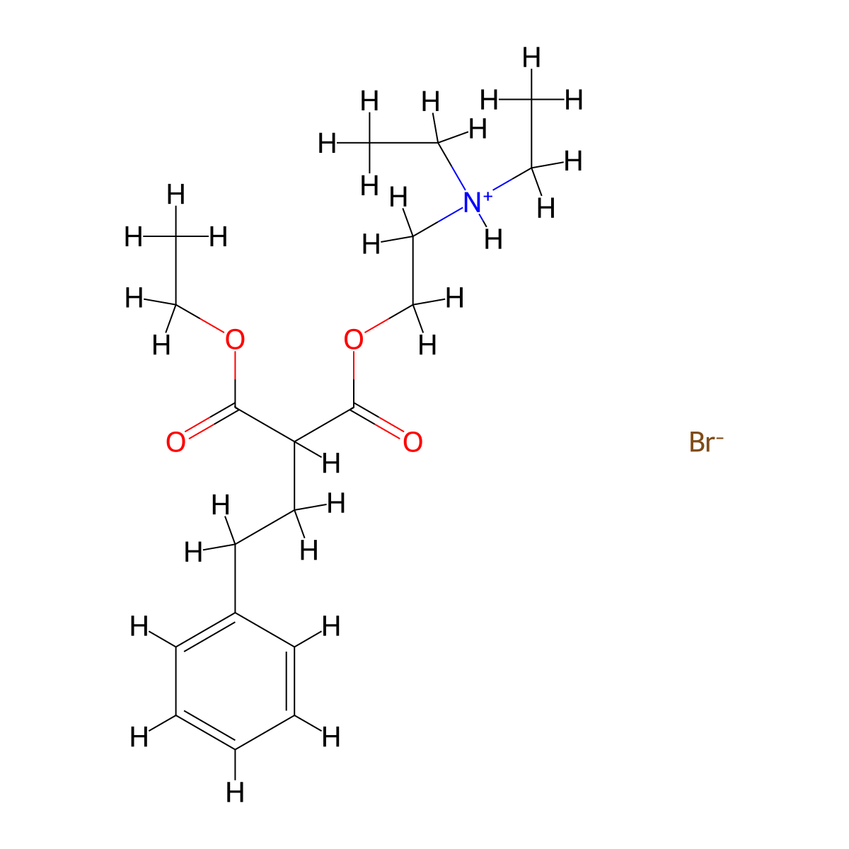 2-(Diethylamino)ethyl ethyl (2-phenylethyl)propanedioate--hydrogen bromide (1/1) molecular structure, CAS 6037-23-6