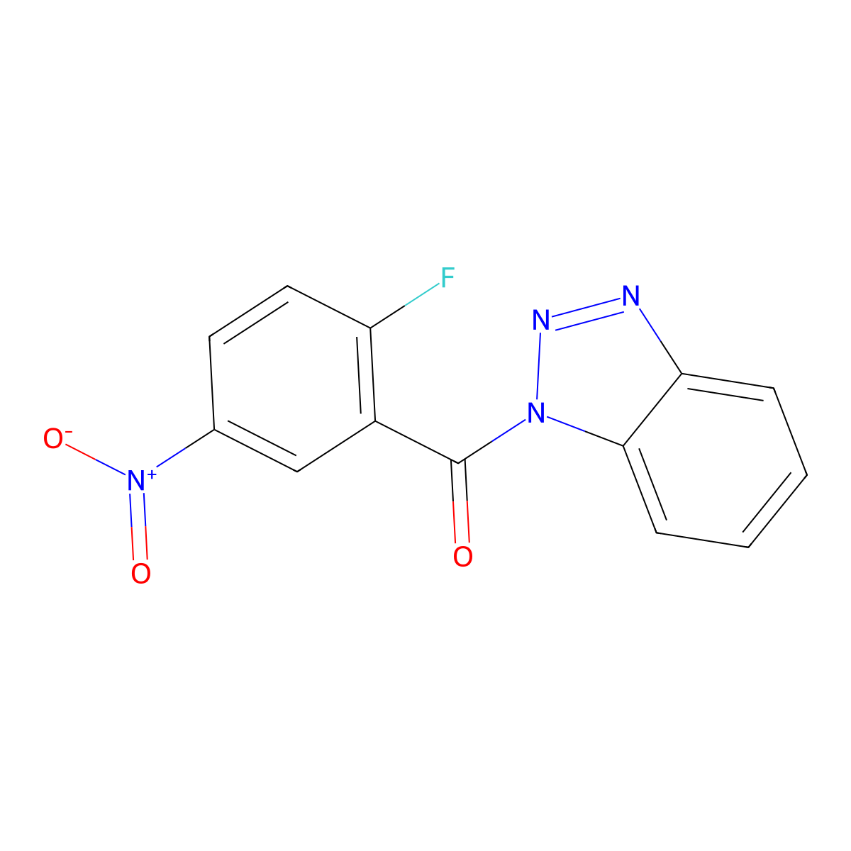 Benzotriazol-1-YL-(2-fluoro-5-nitro-phenyl)methanone molecular structure, CAS 6037-28-1