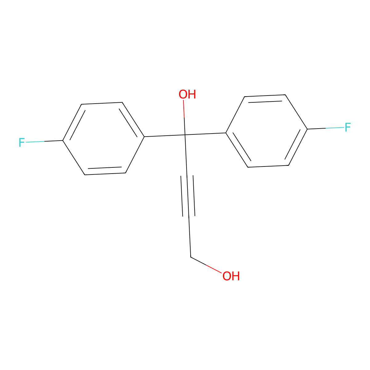 1,1-Bis(4-fluorophenyl)but-2-yne-1,4-diol molecular structure, CAS 6037-43-0