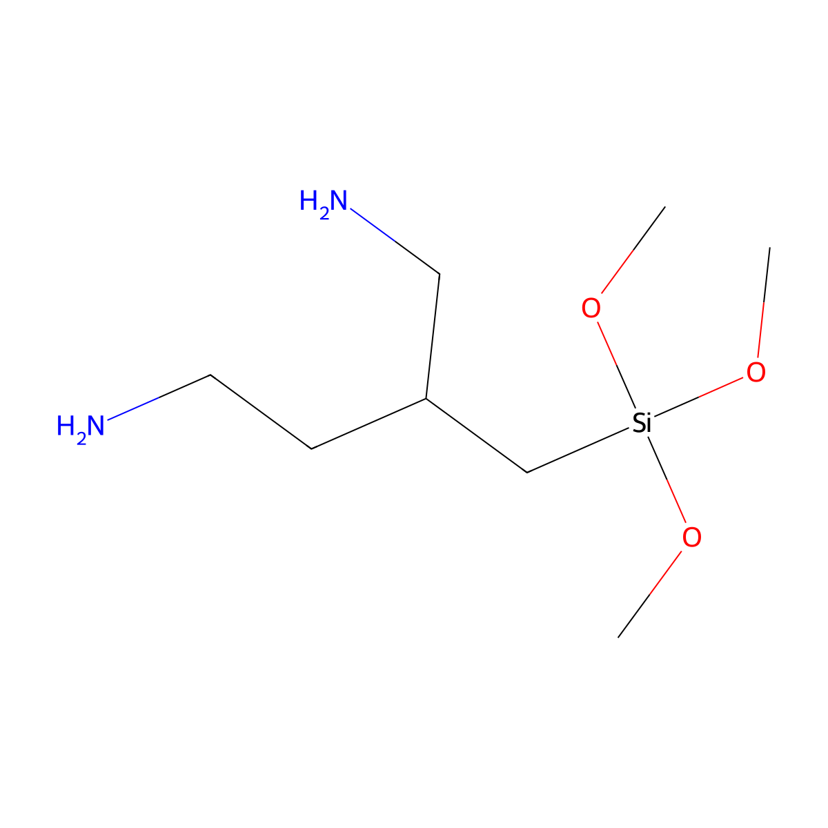 2-((Trimethoxysilyl)methyl)-1,4-butanediamine molecular structure, CAS 6037-49-6