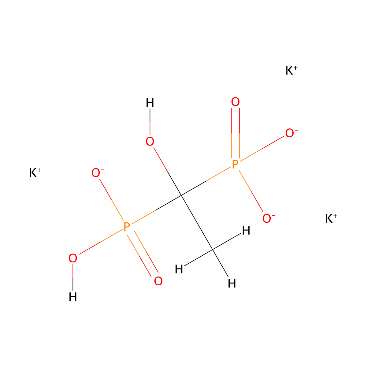 Tripotassium etidronate molecular structure, CAS 60376-08-1