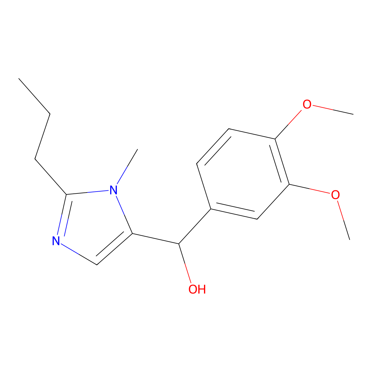 (3,4-dimethoxyphenyl)(1-methyl-2-propyl-1H-imidazol-5-yl)methanol molecular structure, CAS 6038-07-9