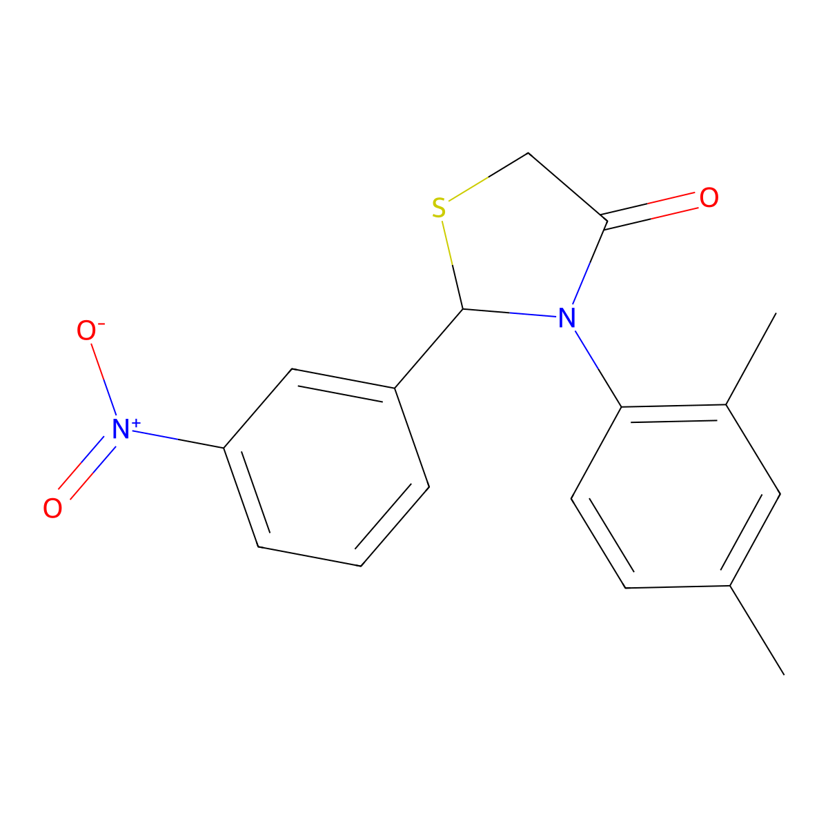 3-(2,4-Dimethylphenyl)-2-(3-nitrophenyl)-1,3-thiazolidin-4-one molecular structure, CAS 6038-11-5