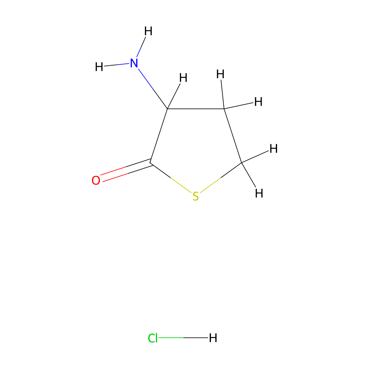 Homocysteine thiolactone hydrochloride molecular structure, CAS 6038-19-3