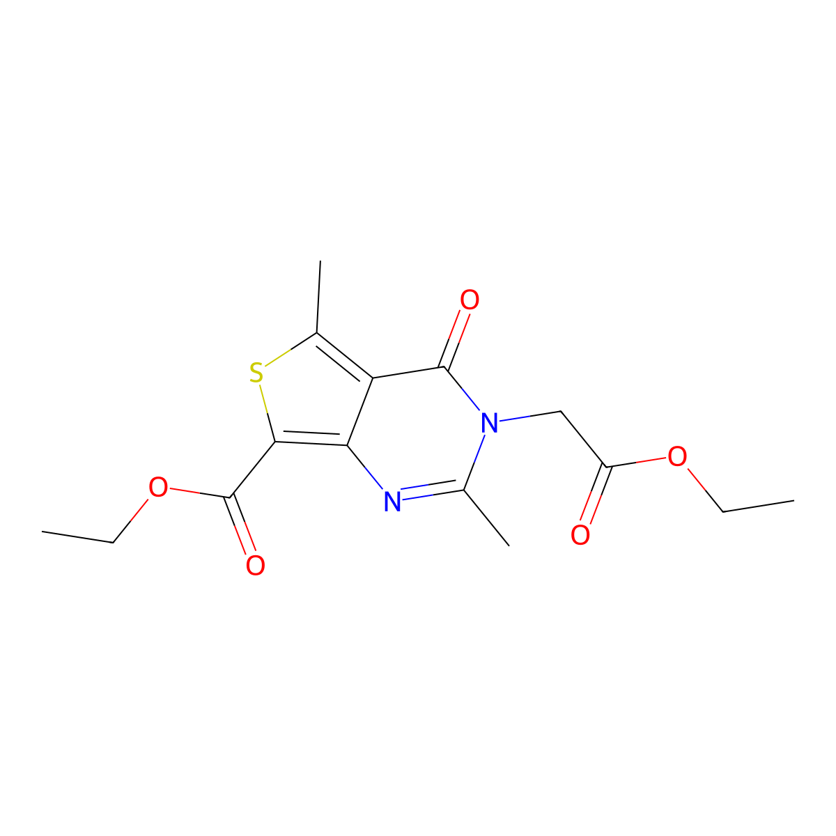 Ethyl 3-(2-ethoxy-2-oxoethyl)-2,5-dimethyl-4-oxo-3,4-dihydrothieno[3,4-d]pyrimidine-7-carboxylate molecular structure, CAS 6038-27-3