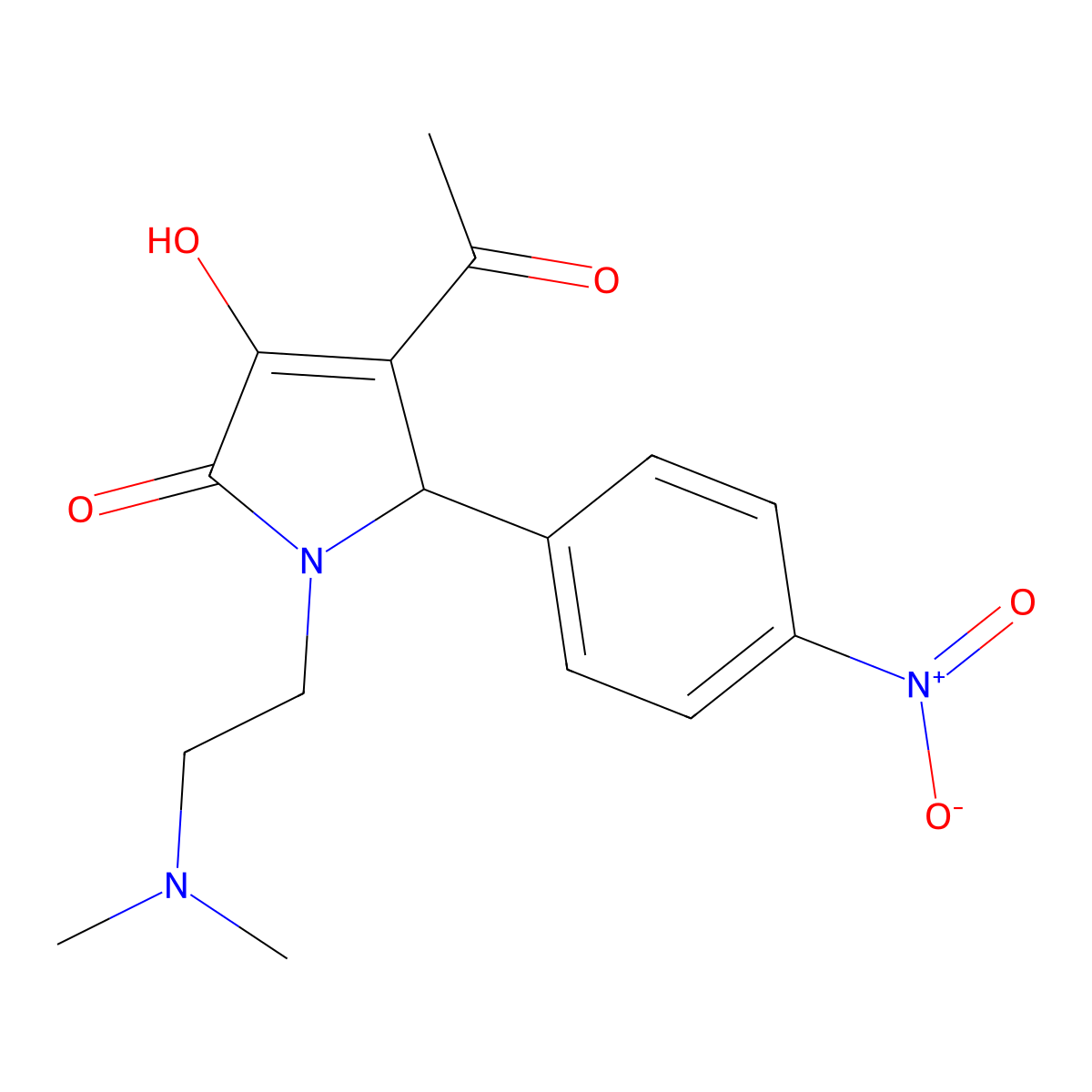 4-Acetyl-1-[2-(dimethylamino)ethyl]-3-hydroxy-5-(4-nitrophenyl)-1,5-dihydro-2H-pyrrol-2-one molecular structure, CAS 6038-52-4