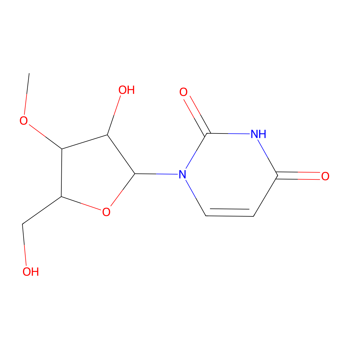 3'-O-Methyluridine molecular structure, CAS 6038-59-1