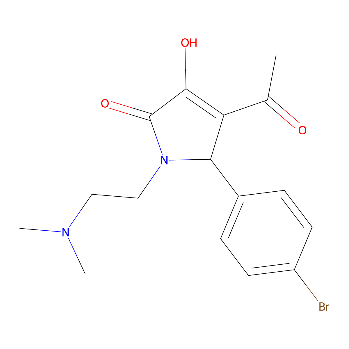 4-Acetyl-5-(4-bromophenyl)-1-[2-(dimethylamino)ethyl]-3-hydroxy-1,5-dihydro-2H-pyrrol-2-one molecular structure, CAS 6038-64-8