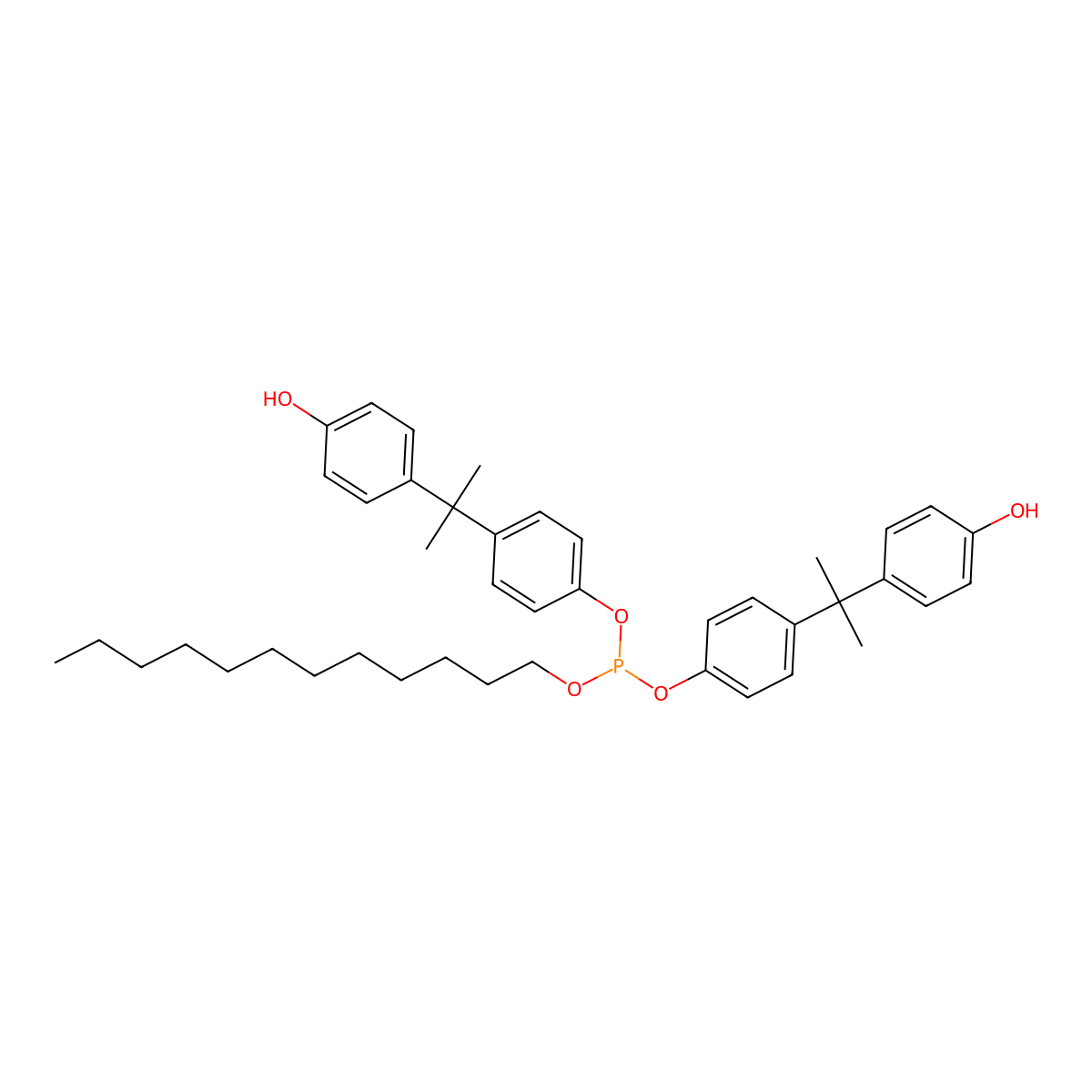 Dodecyl bis[4-[1-(4-hydroxyphenyl)-1-methylethyl]phenyl] phosphite molecular structure, CAS 60381-07-9