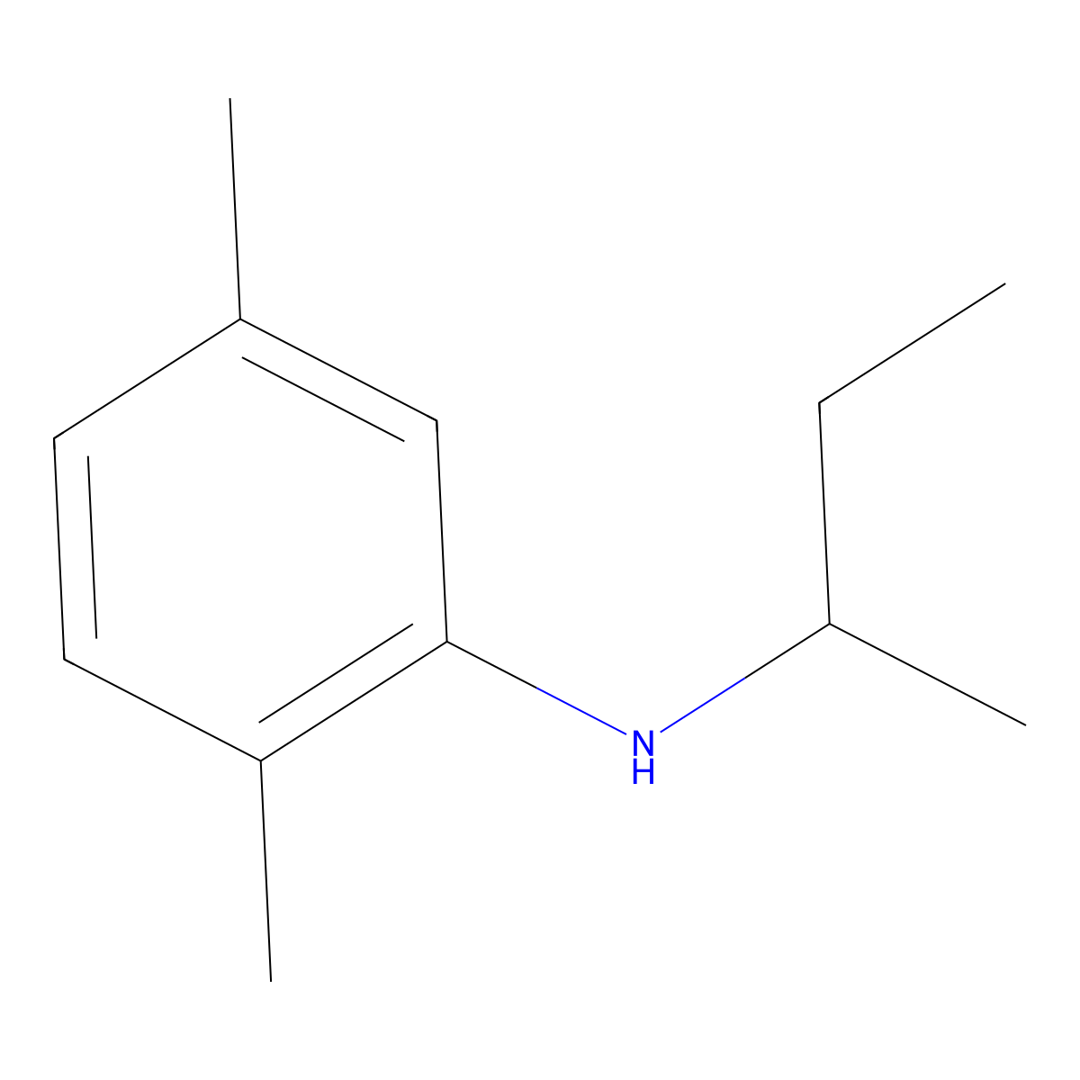 Benzenamine, 2,5-dimethyl-N-(1-methylpropyl)- molecular structure, CAS 60388-37-6