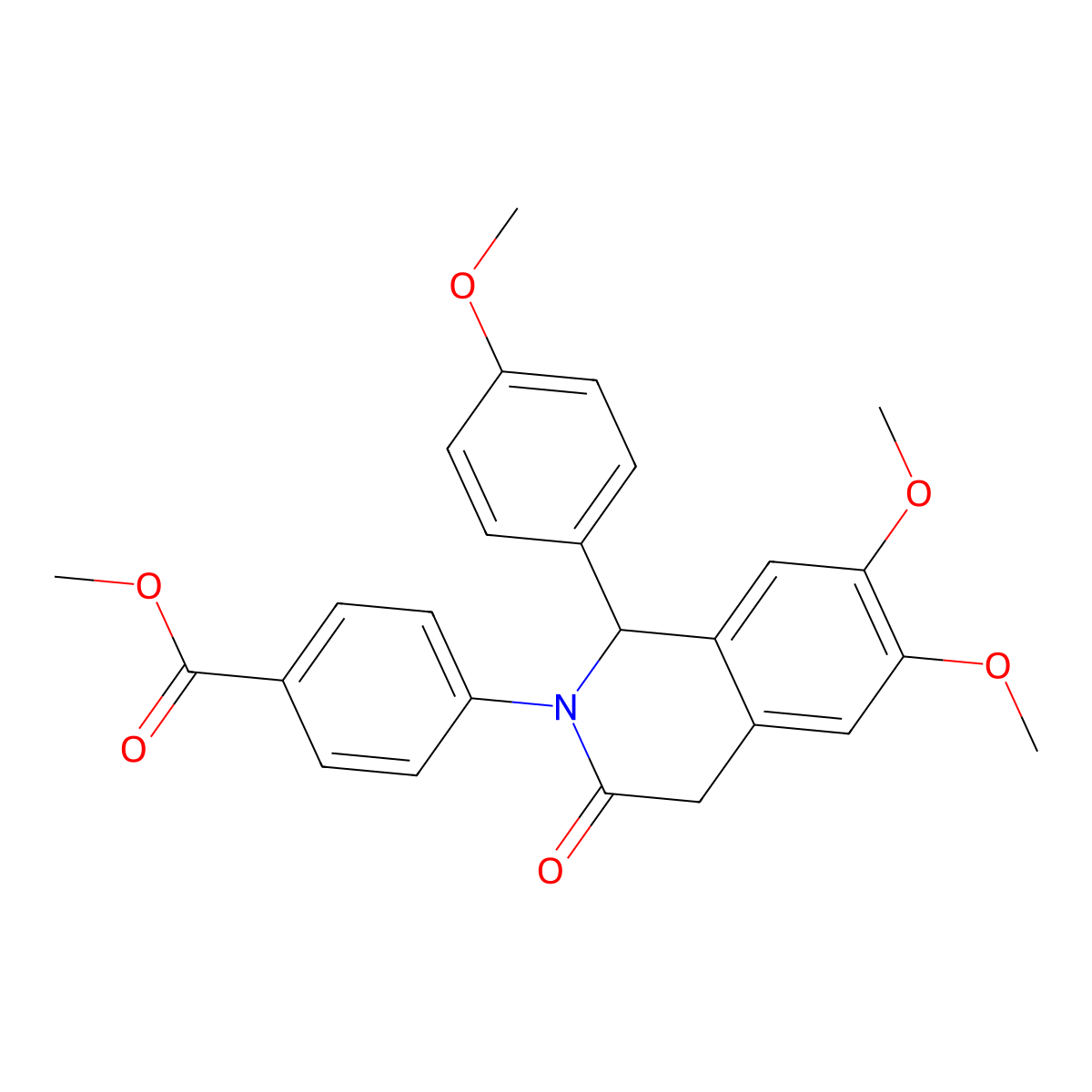 Methyl 4-[6,7-dimethoxy-1-(4-methoxyphenyl)-3-oxo-1,4-dihydroisoquinolin-2-yl]benzoate molecular structure, CAS 6039-28-7