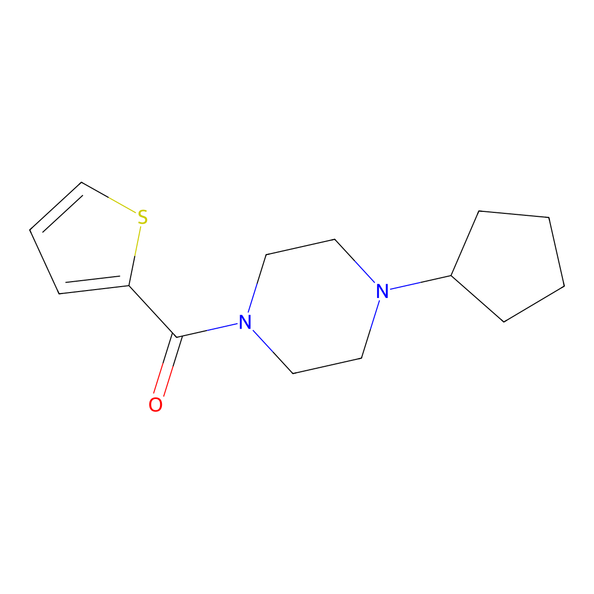 (4-Cyclopentylpiperazin-1-yl)(thiophen-2-yl)methanone molecular structure, CAS 6039-31-2