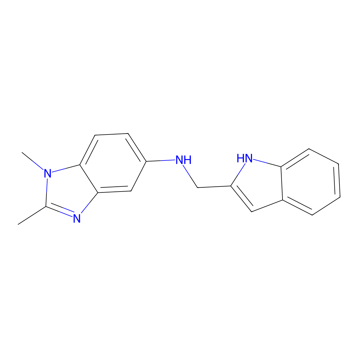 N-[(1H-Indol-2-yl)methyl]-1,2-dimethyl-1H-benzimidazol-5-amine molecular structure, CAS 6039-64-1