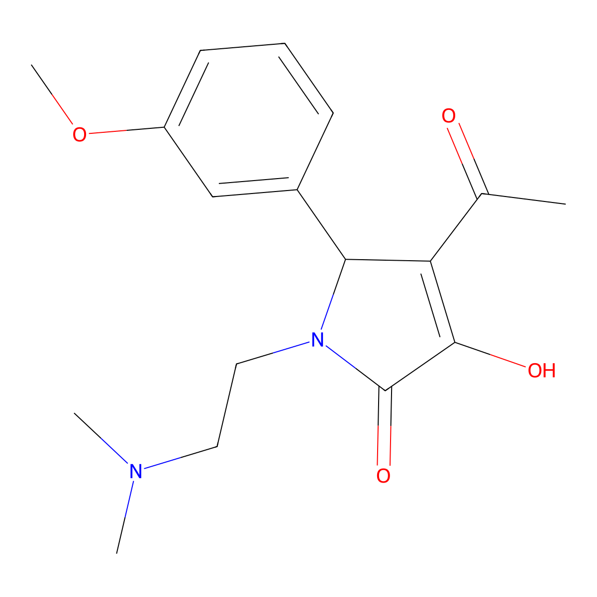 4-Acetyl-1-[2-(dimethylamino)ethyl]-3-hydroxy-5-(3-methoxyphenyl)-1,5-dihydro-2H-pyrrol-2-one molecular structure, CAS 6039-81-2