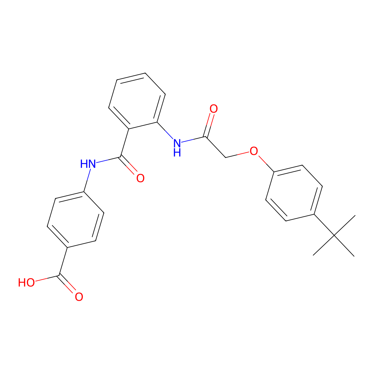 4-[[2-[[2-(4-Tert-butylphenoxy)acetyl]amino]benzoyl]amino]benzoic acid molecular structure, CAS 6039-91-4