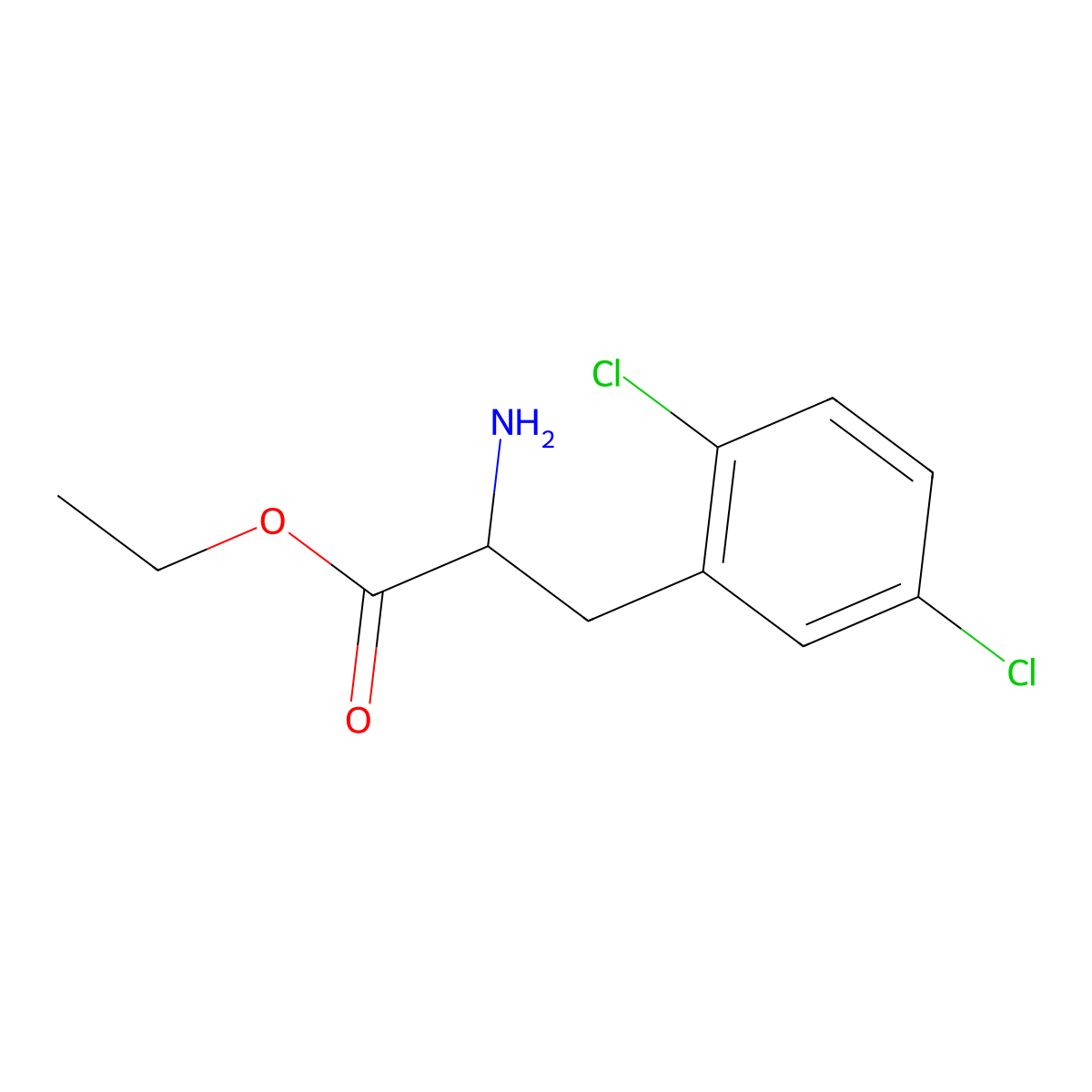 Ethyl 2-amino-3-(2,5-dichlorophenyl)propanoate molecular structure, CAS 603941-22-6