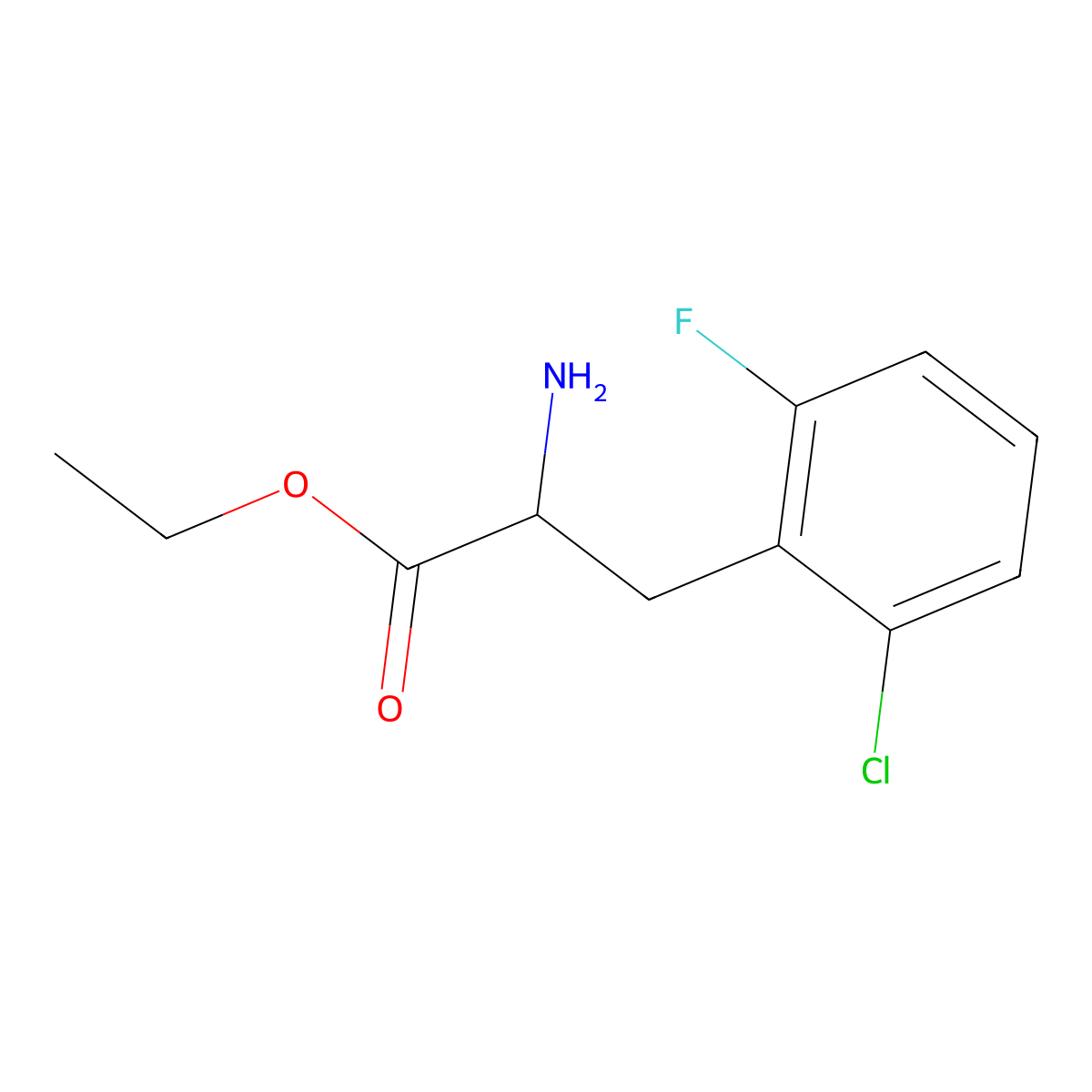 Ethyl 2-amino-3-(2-chloro-6-fluorophenyl)propanoate molecular structure, CAS 603945-27-3