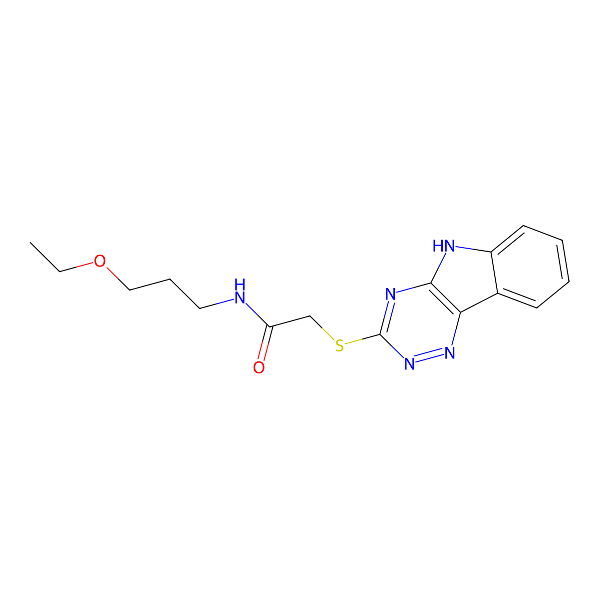 Acetamide,N-(3-ethoxypropyl)-2-(2H-1,2,4-triazino[5,6-B]indol-3-ylthio)- molecular structure, CAS 603945-98-8