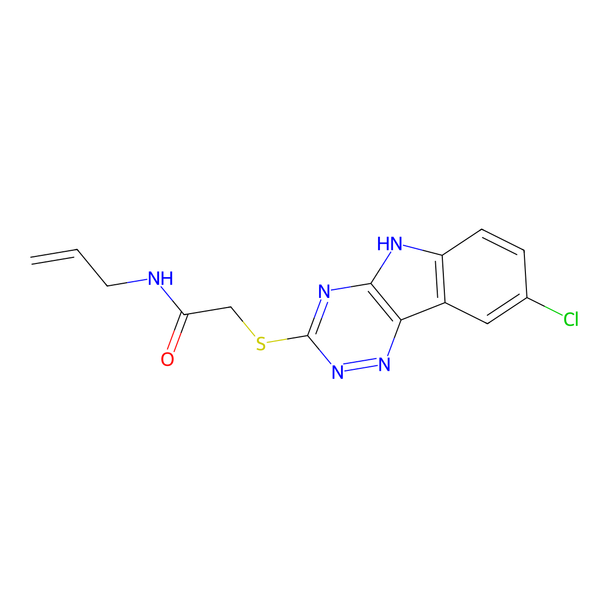 Acetamide,2-[(8-chloro-2H-1,2,4-triazino[5,6-B]indol-3-YL)thio]-N-2-allyl- molecular structure, CAS 603946-87-8