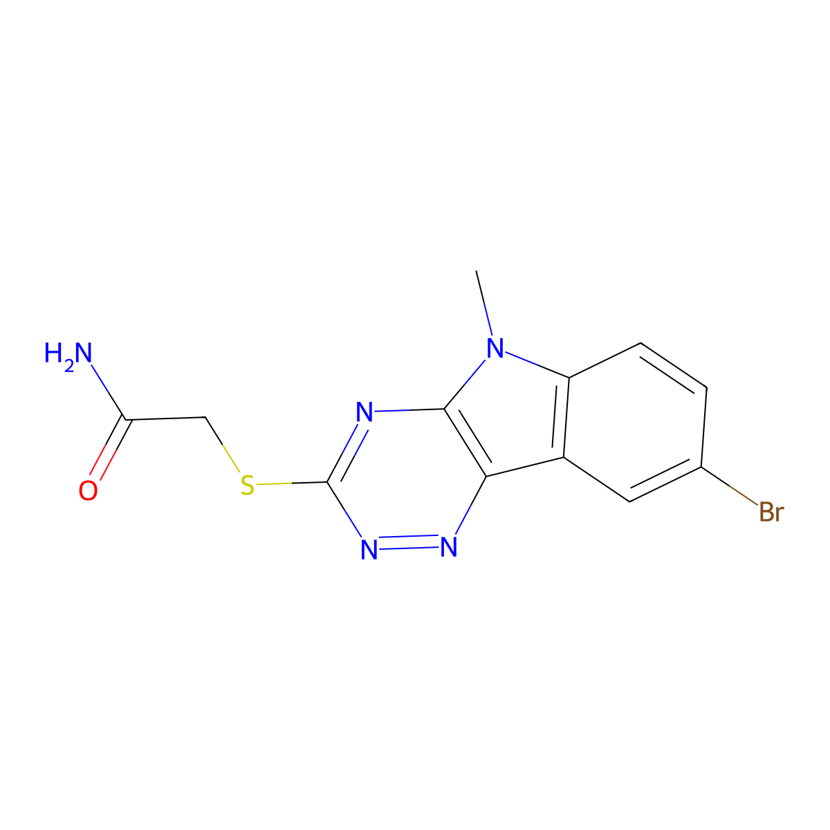 2-[(8-bromo-5-methyl-5H-[1,2,4]triazino[5,6-b]indol-3-yl)sulfanyl]acetamide molecular structure, CAS 603947-00-8