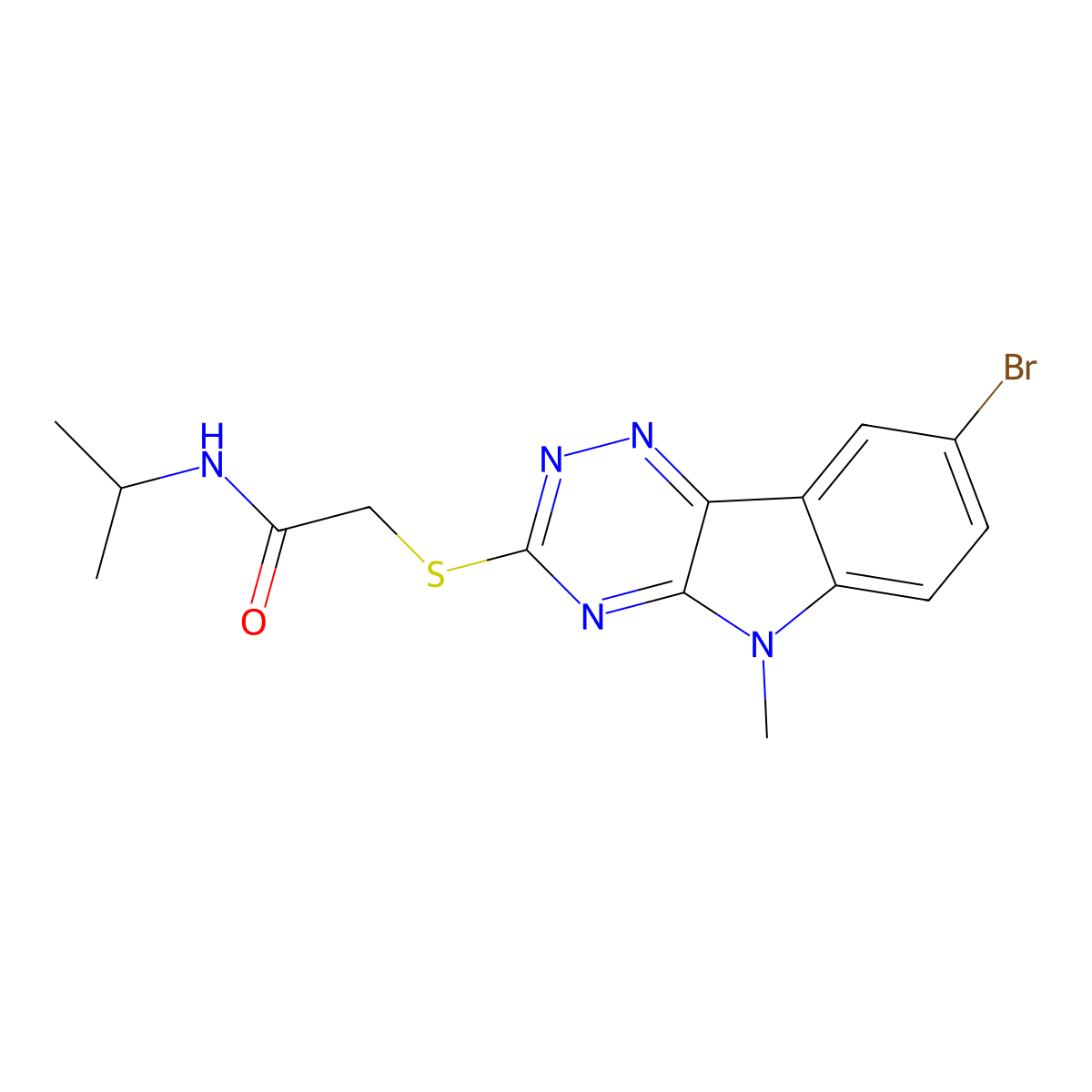 Acetamide,2-[(8-bromo-5-methyl-5H-1,2,4-triazino[5,6-B]indol-3-YL)thio]-N-(isopropyl)- molecular structure, CAS 603947-13-3