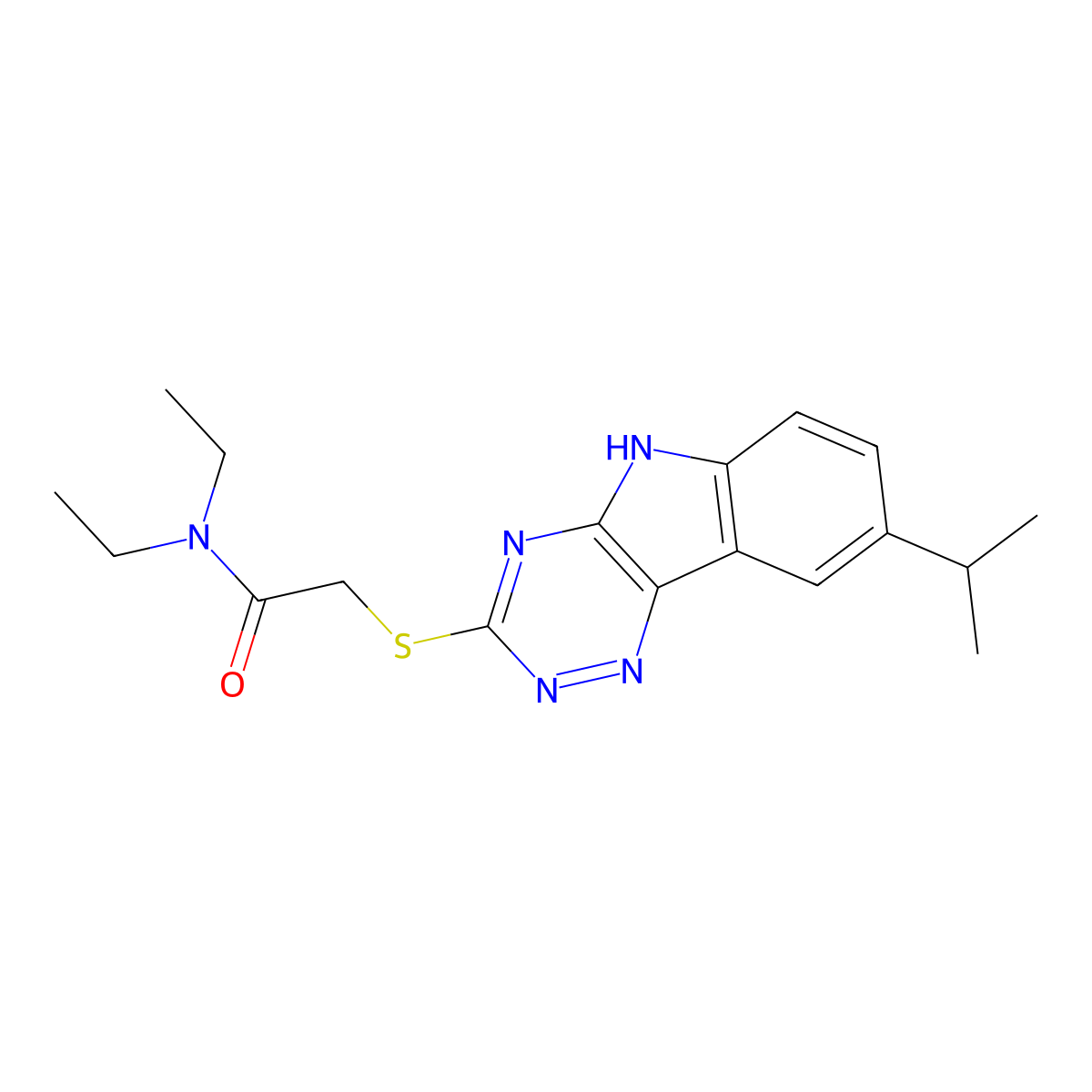 Acetamide,N,N-diethyl-2-[[8-(isopropyl)-2H-1,2,4-triazino[5,6-B]indol-3-YL]thio]- molecular structure, CAS 603947-21-3