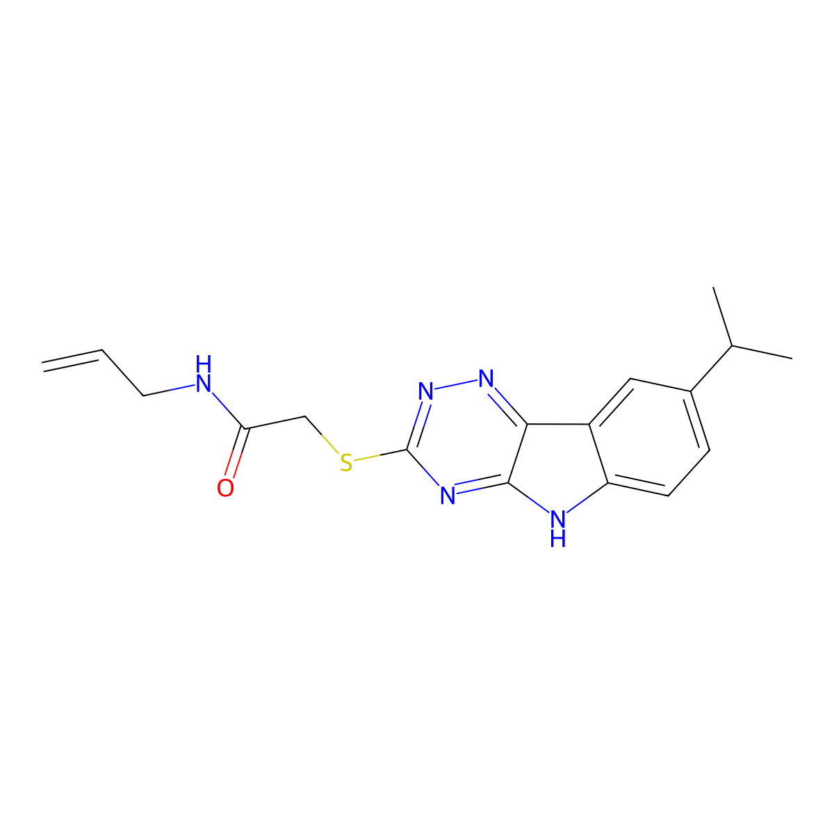 Acetamide,2-[[8-(isopropyl)-2H-1,2,4-triazino[5,6-B]indol-3-YL]thio]-N-2-allyl- molecular structure, CAS 603947-22-4