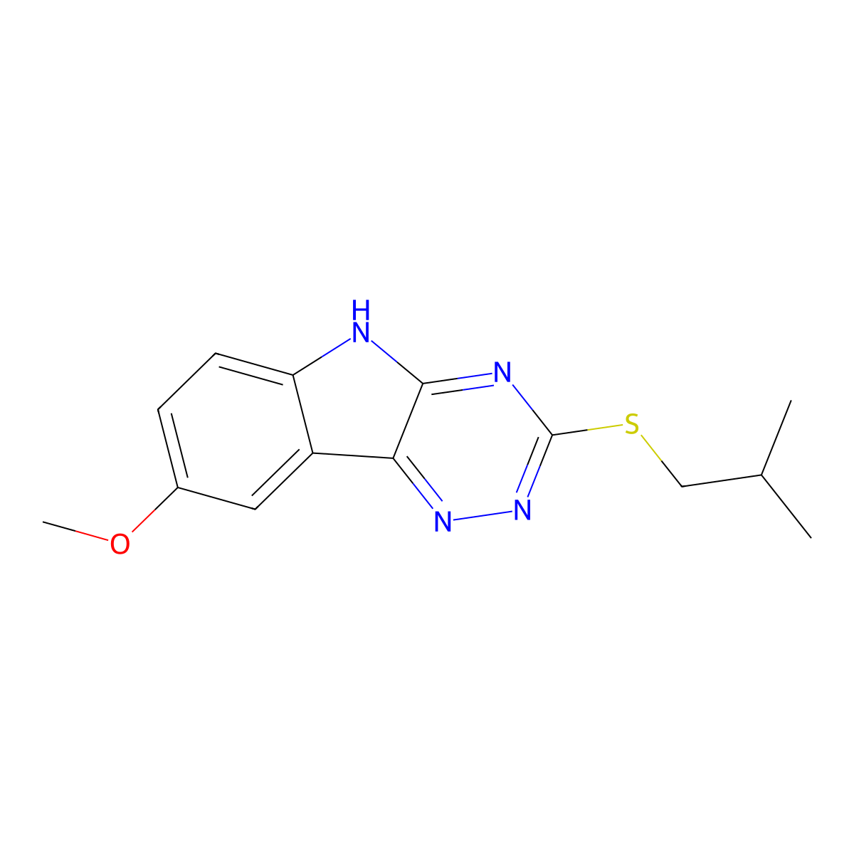 2H-1,2,4-Triazino[5,6-B]indole, 8-methoxy-3-[(2-methylpropyl)thio]- molecular structure, CAS 603947-40-6