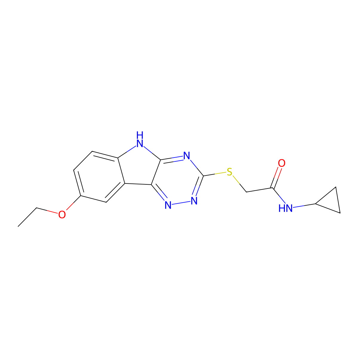 N-Cyclopropyl-2-(6-ethoxy-9H-1,3,4,9-tetraaza-fluoren-2-ylsulfanyl)-acetamide molecular structure, CAS 603947-68-8