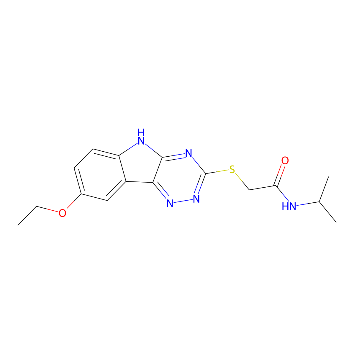 N-Isopropyl-2-(8-ethoxy-5H-1,2,4-triazino[5,6-b]indole-3-ylthio)acetamide molecular structure, CAS 603947-71-3