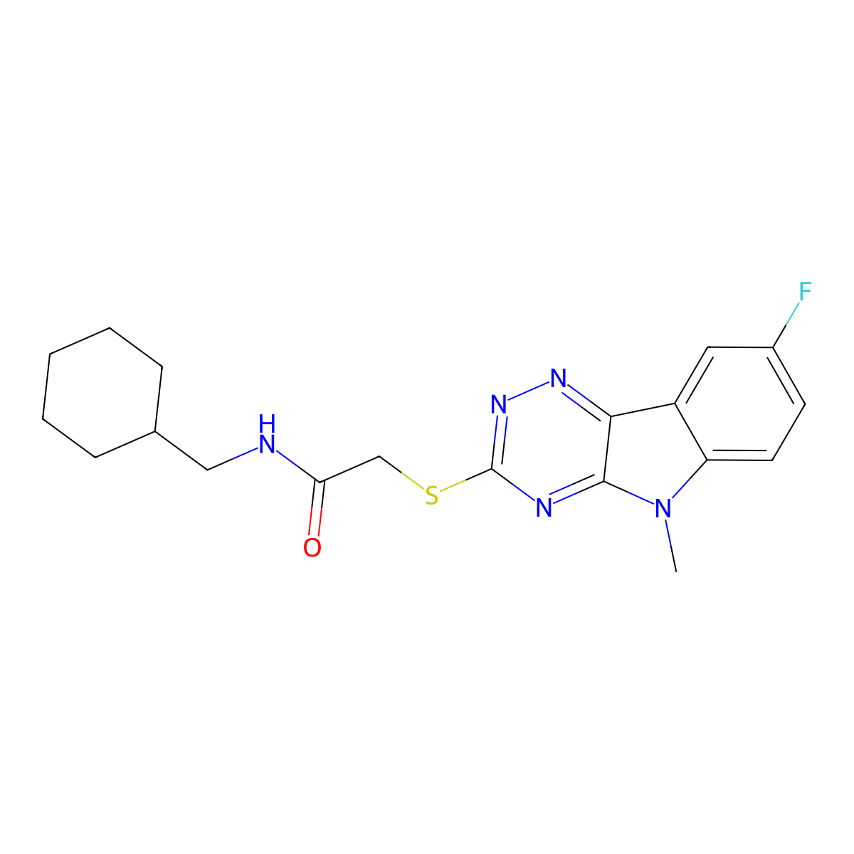 N-(Cyclohexylmethyl)-2-[(8-Fluoro-5-Methyl-5H-1,2,4-Triazino[5,6-b]Indol-3-ylThio]-Acetamide molecular structure, CAS 603948-19-2