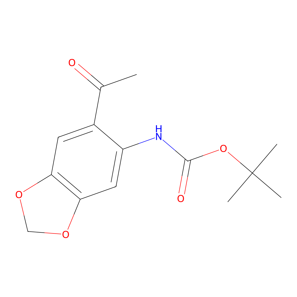 tert-butyl N-(6-acetyl-1,3-dioxaindan-5-yl)carbamate molecular structure, CAS 603961-96-2