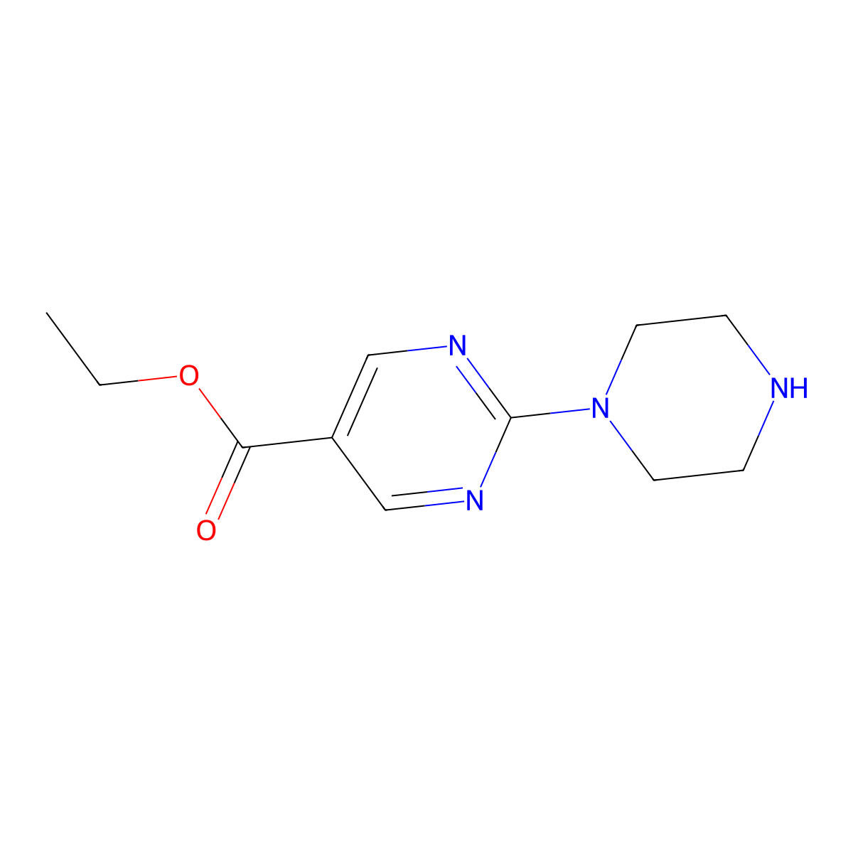 Ethyl 2-(piperazin-1-YL)pyrimidine-5-carboxylate molecular structure, CAS 603965-77-1