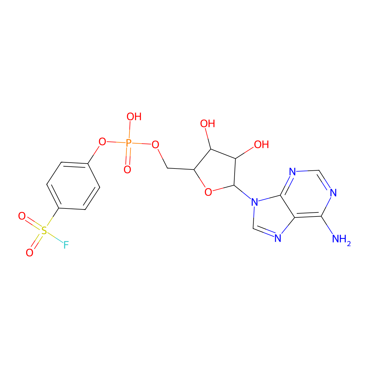 Adenosine-5'-(4-fluorosulfonylphenylphosphate) molecular structure, CAS 60397-89-9